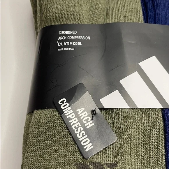 NWT adidas Men's Crew Socks in Olive & Navy - 6 Pack - Picture 4 of 4